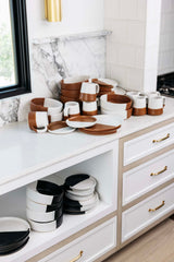 Dawson Dinner Plate in Matte Black/White S/6