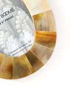 Kachhua Oval 4x6 | Horn, Brass Inlay