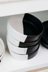 Dawson Stoneware Bowl in Matte Black/White S/6