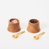 French Oak Pinch Bowls with Spoons (Set of 2)