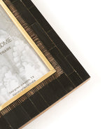 Andhera Black 4x6 | Hand Carved Horn, Brass Inlay