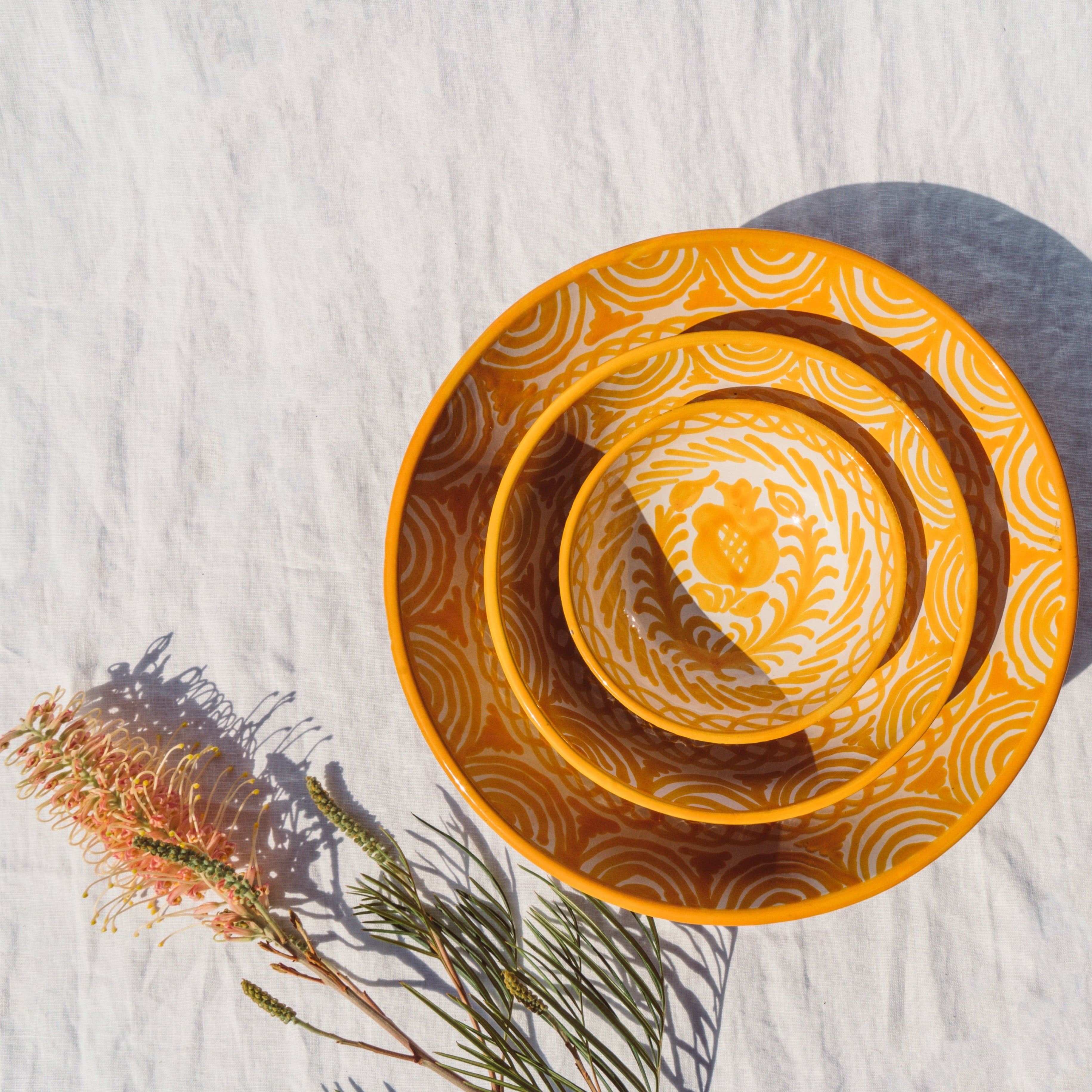 Hand Painted Lebrillo Large Bowl, Yellow