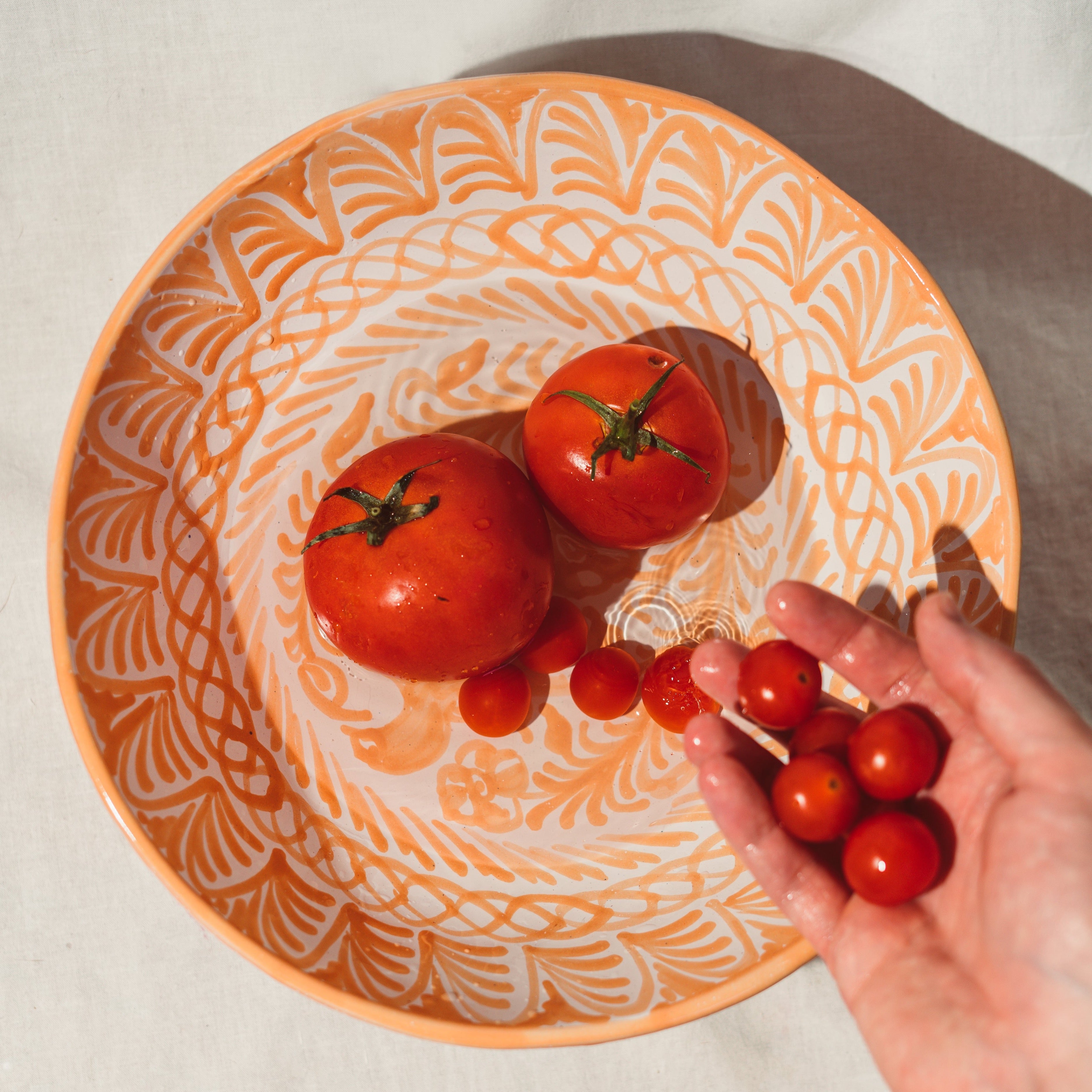 Hand Painted Lebrillo Large Bowl, Peach