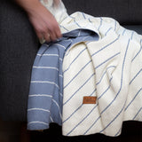 CloseUp Knitted Throw in Lake and Cream