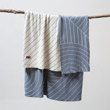 CloseUp Knitted Throw in Lake and Cream