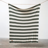 Chunky Stripe Knitted Throw in Fir and Cream