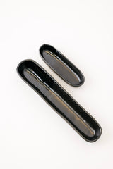 Sable Olive Tray in Matte Black/Glossy Black S/2