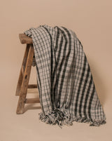 Landon Fringe Throw in Green + Natural Plaid