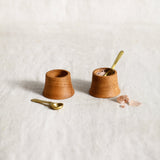 French Oak Pinch Bowls with Spoons (Set of 2)