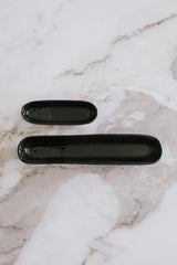 Sable Olive Tray in Matte Black/Glossy Black S/2