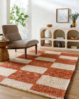 Beni Moroccan Rug in Checkered Rust