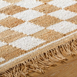 Kamey Checkered Fringe Jute Rug