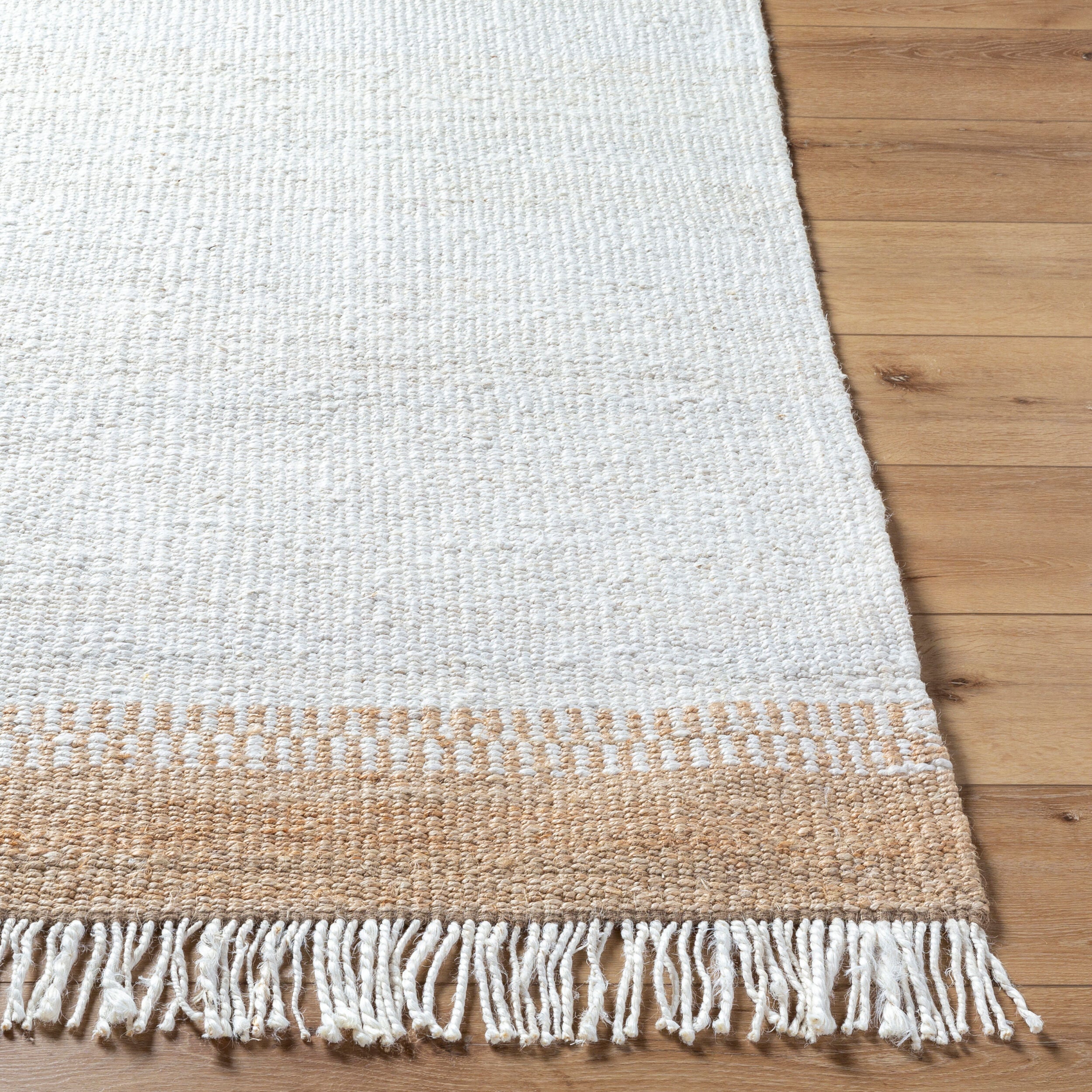 Kamey Ivory Fringe Jute Rug