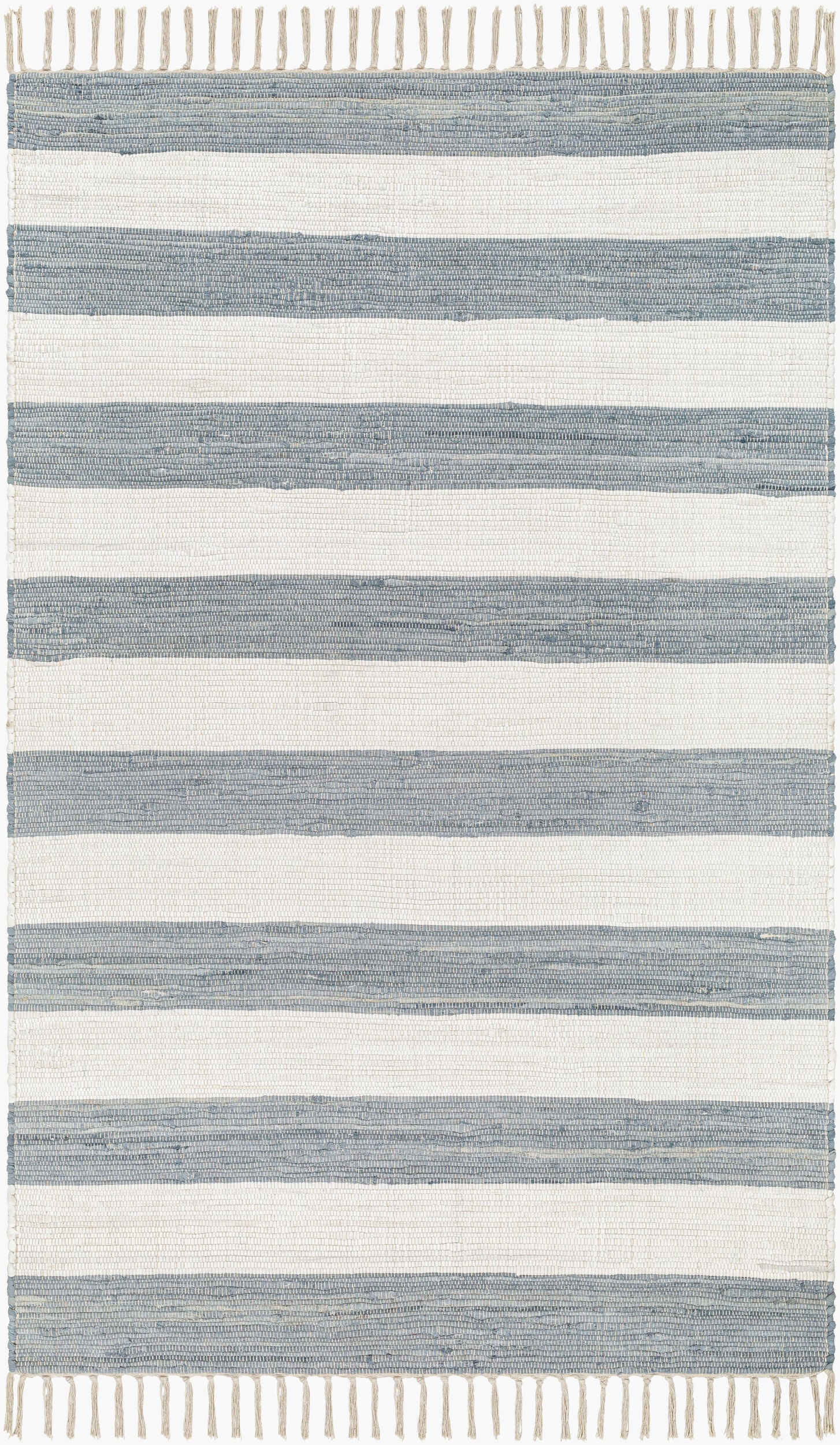 Cotone Hand Woven Striped Fringe Rug