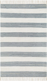Cotone Hand Woven Striped Fringe Rug