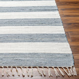 Cotone Hand Woven Striped Fringe Rug