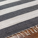 Cotone Hand Woven Striped Fringe Rug