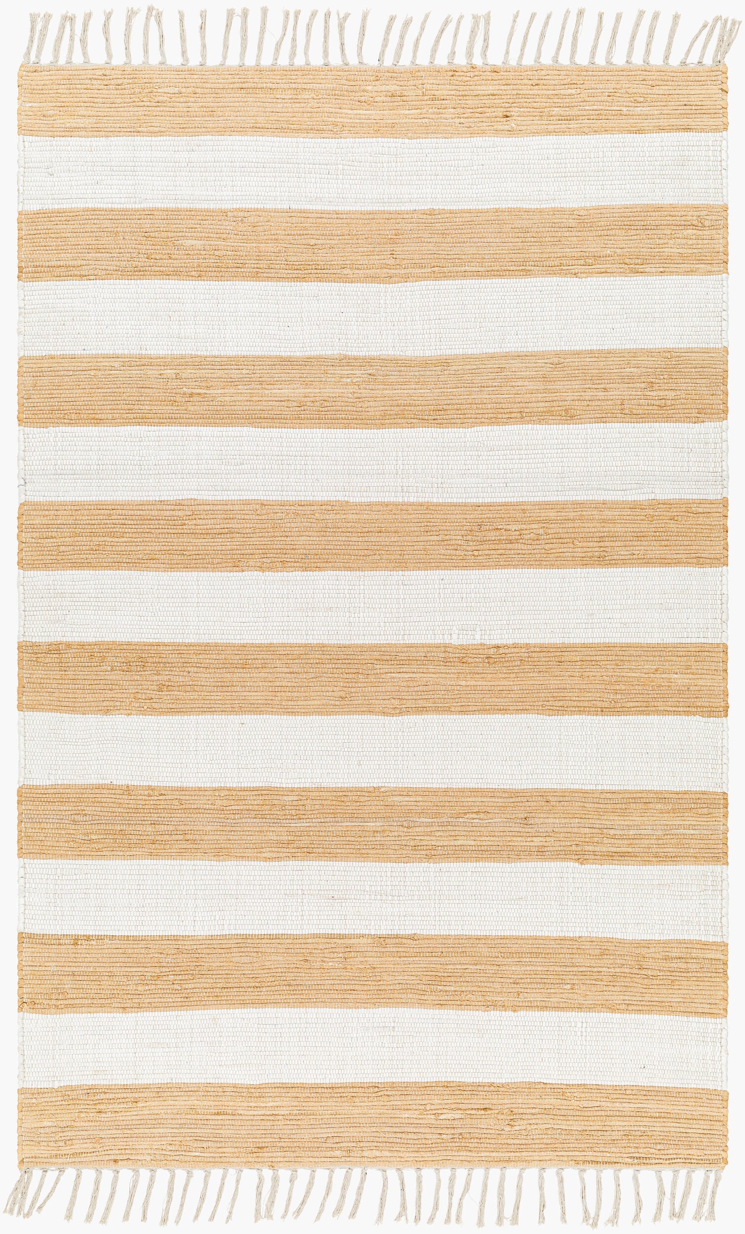 Cotone Hand Woven Striped Fringe Rug