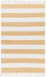 Cotone Hand Woven Striped Fringe Rug