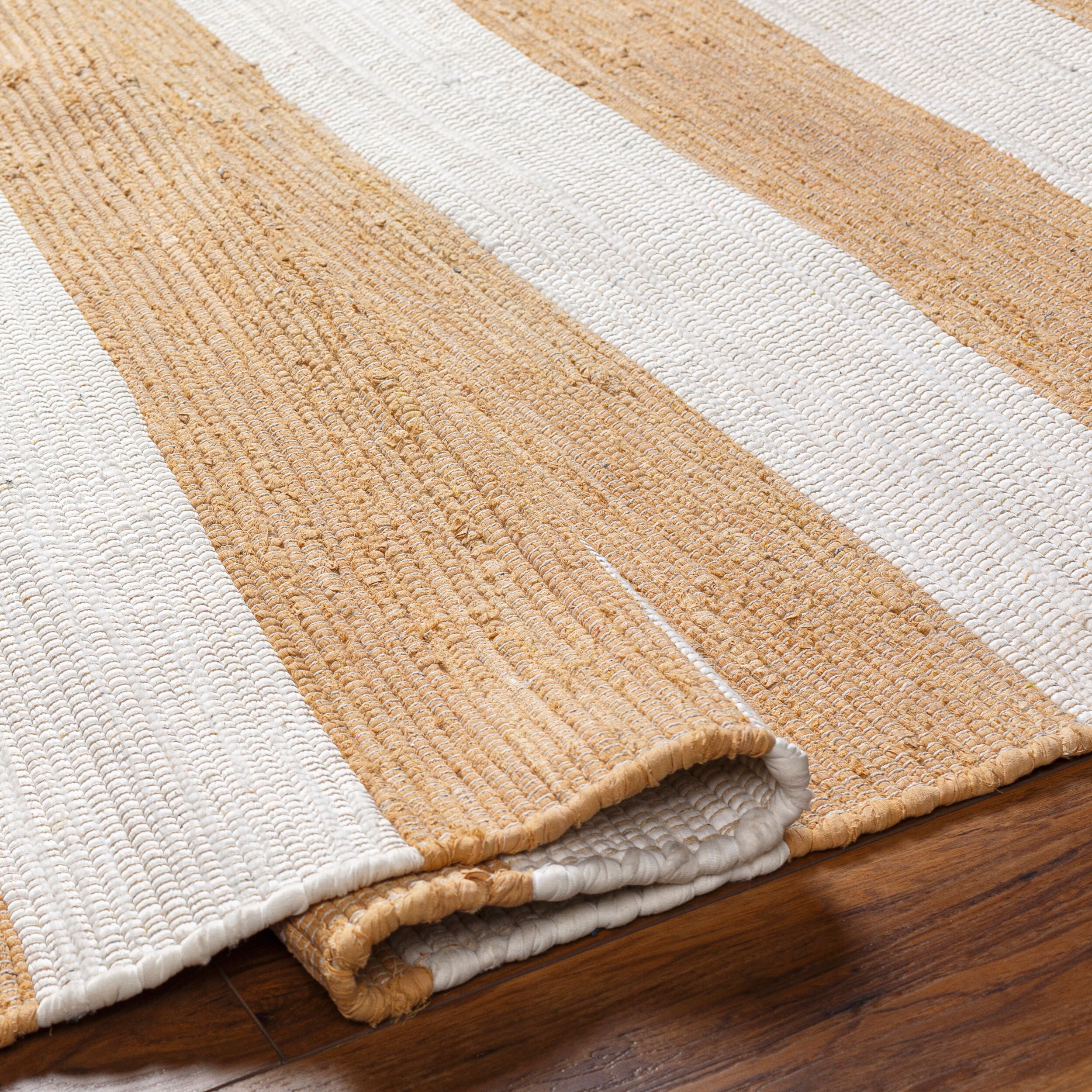 Cotone Hand Woven Striped Fringe Rug