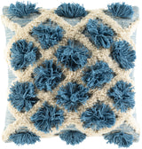 Edric Fringe Pillow in Blue