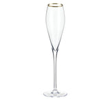 Gold-Rimmed Crystal Champagne Flutes, S/2