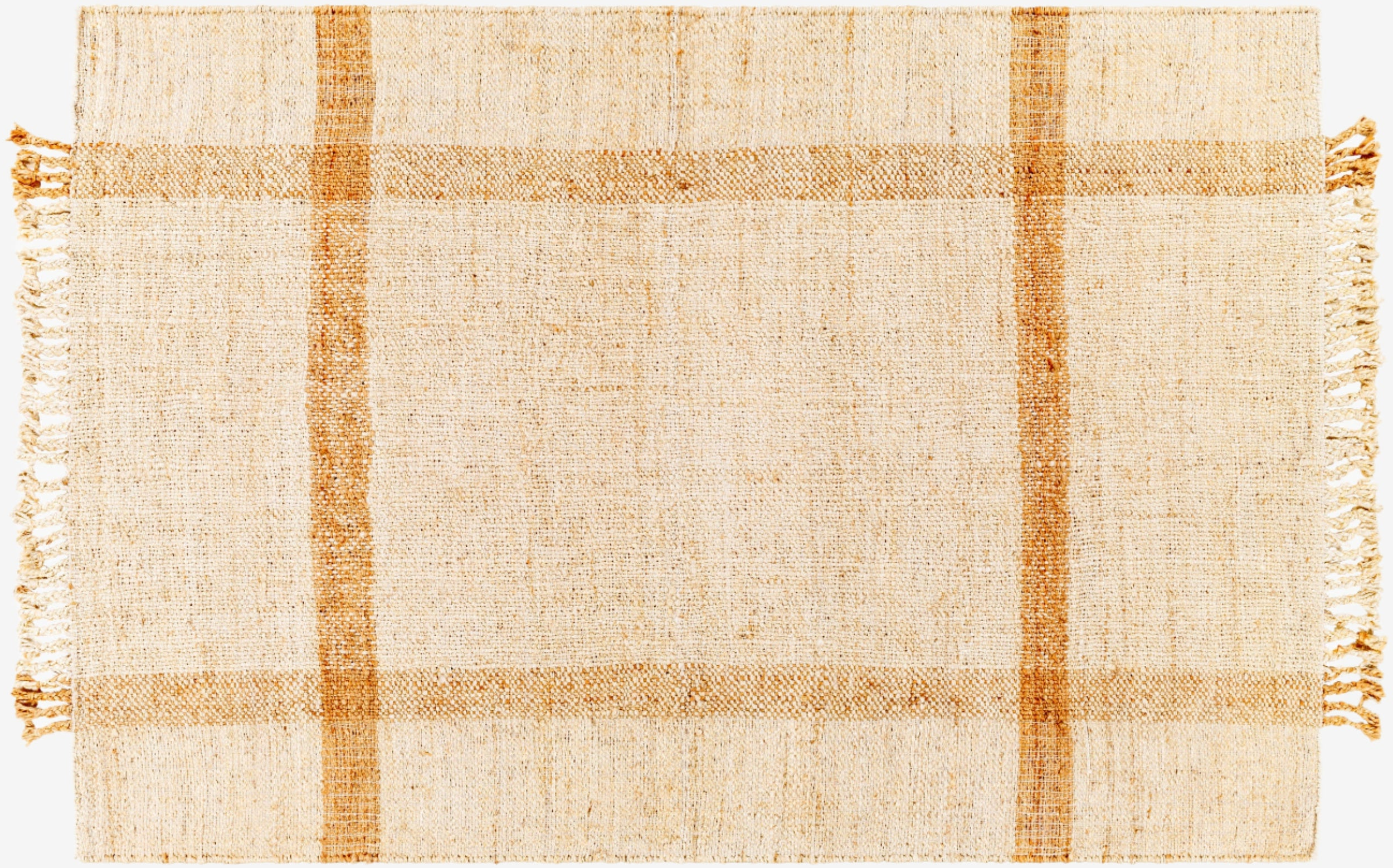 Jasmine Jute Rug in Sand Fringe