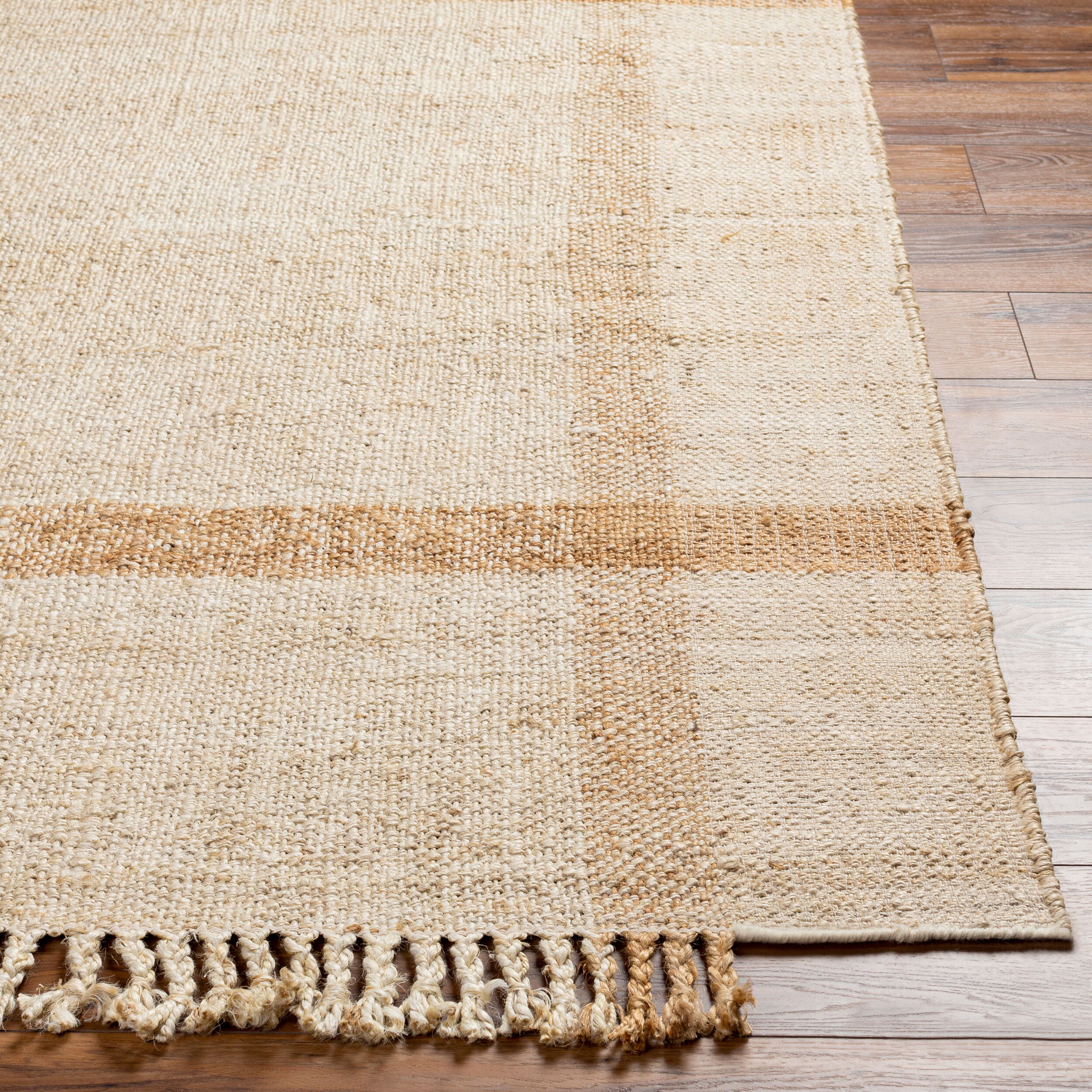 Jasmine Jute Rug in Sand Fringe
