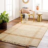 Jasmine Jute Rug in Sand Fringe