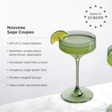 Reserve Nouveau Crystal Coupe Glasses, Sage S/2