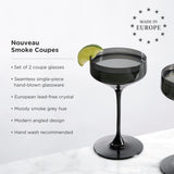 Reserve Nouveau Crystal Coupe Glasses, Smoke S/2