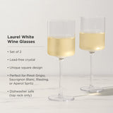 Laurel Crystal White Wine Glasses, S/2