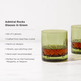 Admiral Crystal Rocks Glasses, Green S/2