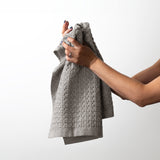 Waffle Hand Towel in Pewter S/3