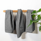 Waffle Hand Towel in Charcoal S/3
