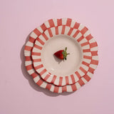 Ceramic Stripe Salad Plate, Red S/2