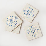 Handcrafted Perfora White & Blue Coaster Set of 4