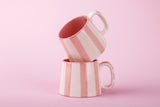 Ceramic Pink Stripe Mug, S/2