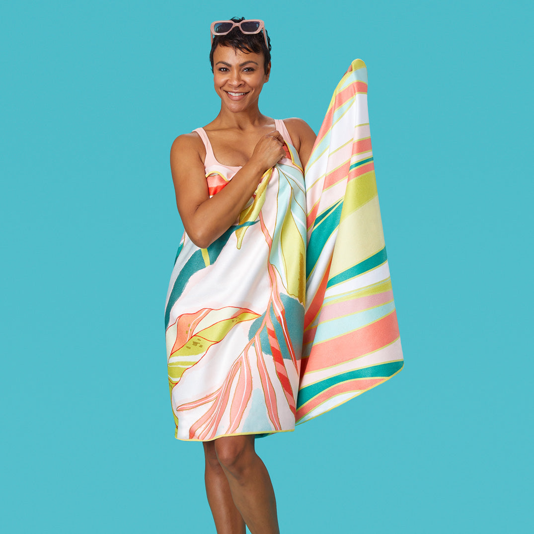 GO BIG Microfiber Beach Towel, Exotic Leaves