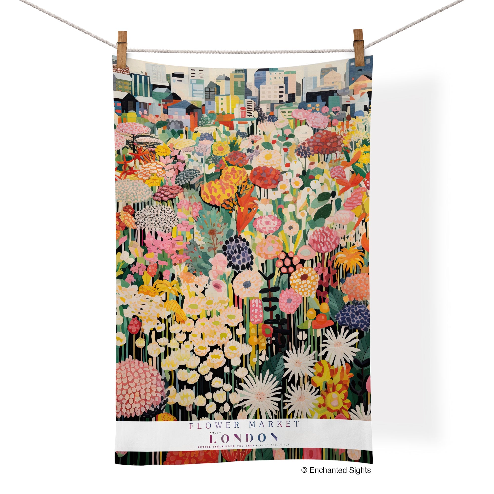 Flower Market Cotton Tea Towel