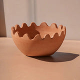 Ena Wavy Lines Terracotta Bowl