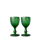 Stemmed Water Glass, Green S/2