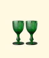 Stemmed Water Glass, Green S/2