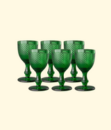 Stemmed Water Glass, Green S/2