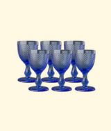 Stemmed White Wine Glass, Light Blue S/2