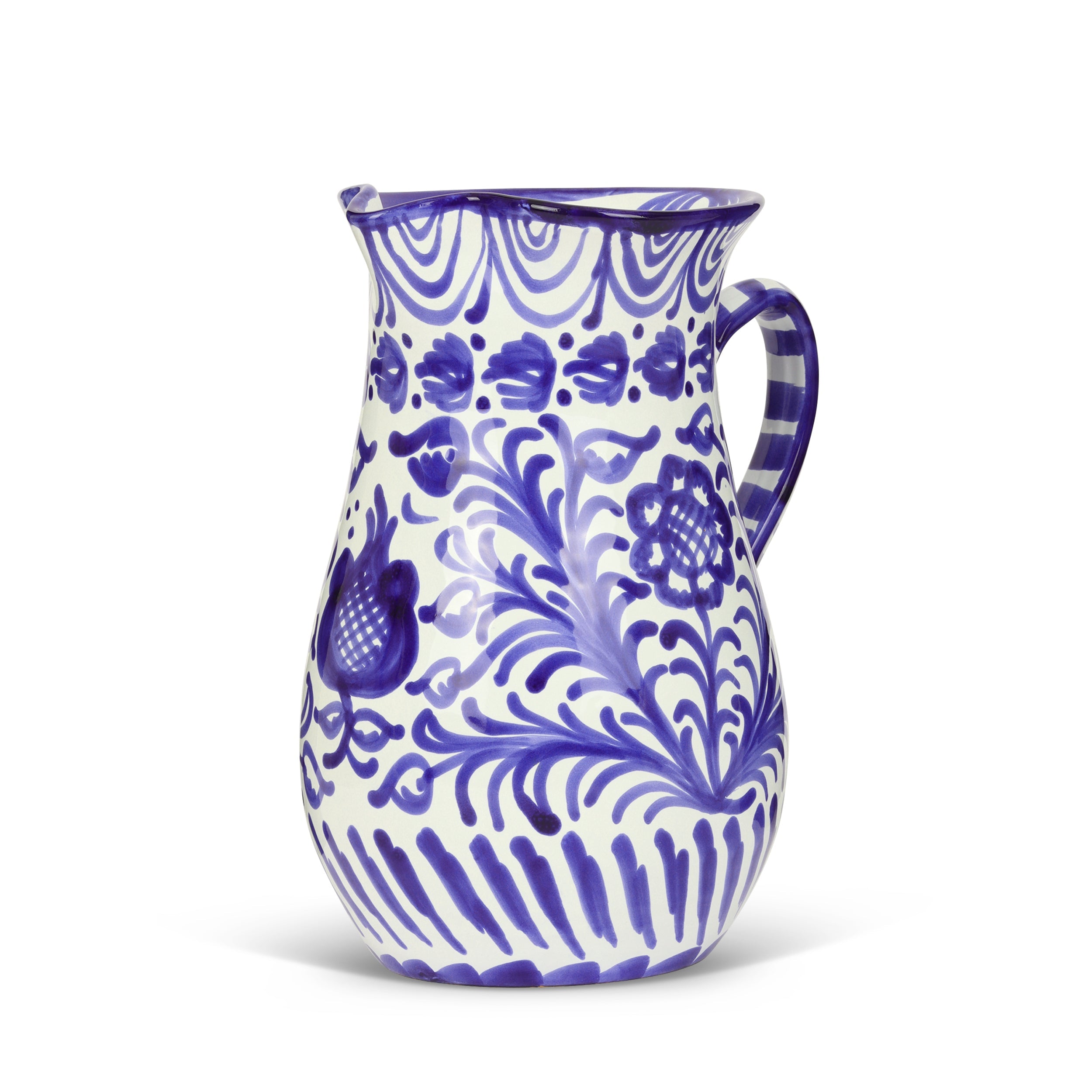 Hand Painted Medium Pitcher, Blue