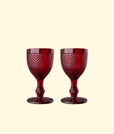 Stemmed Water Glass, Red S/2