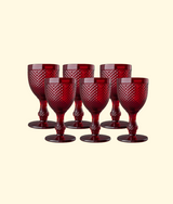 Stemmed Water Glass, Red S/2