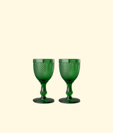 Stemmed White Wine Glass, Green S/2