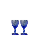 Stemmed White Wine Glass, Light Blue S/2